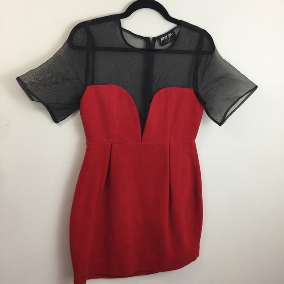 Nasty Gal Red Black Mesa Sweetheart Mini Dress - Picture 2 of 8